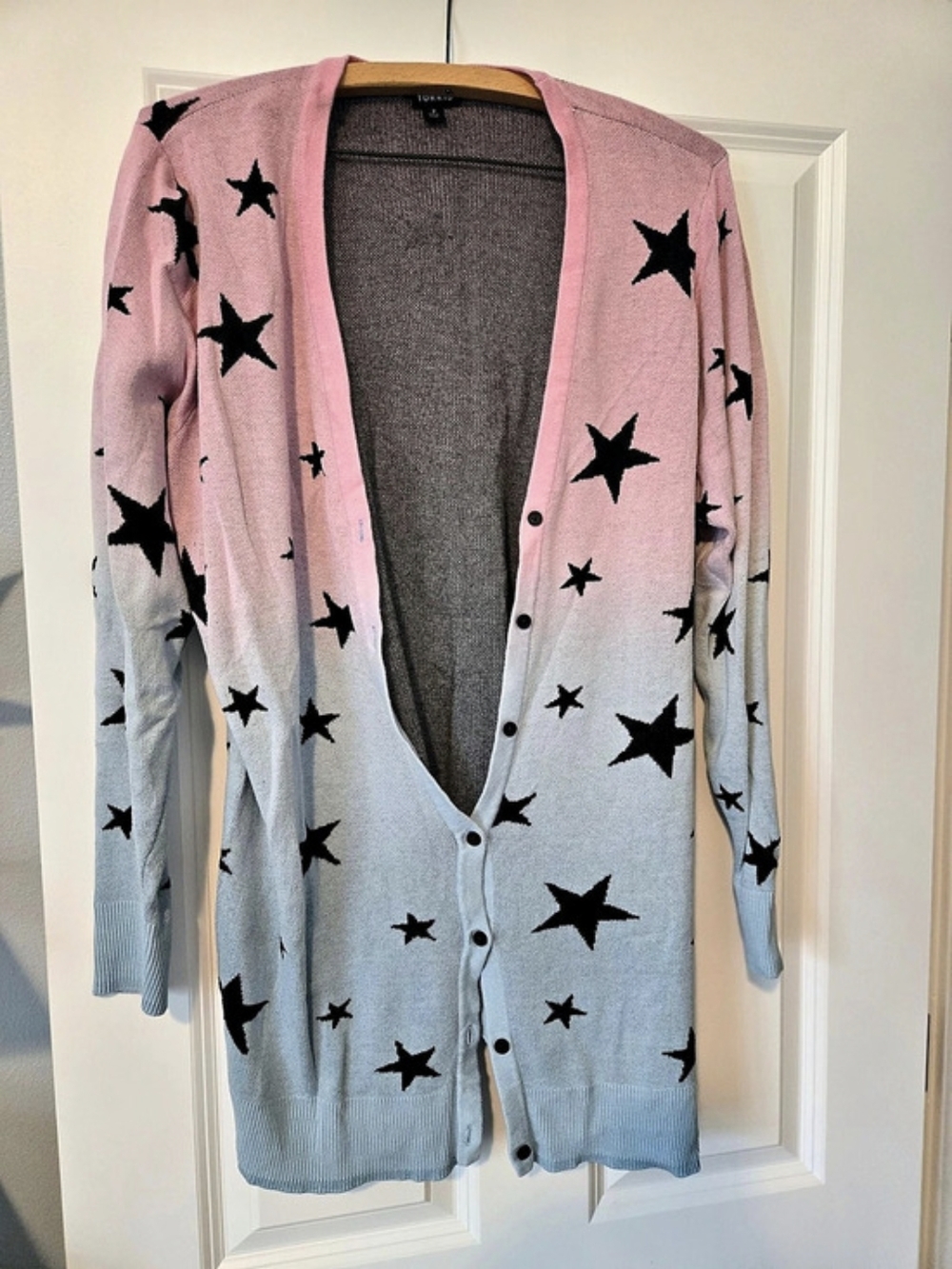 Torrid Studio Ombre Boyfriend Cardigan Pink & Blue Size 2